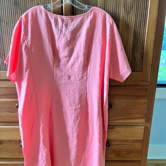 Salmon Linen Eileen Fisher Shift, L - Picture 2 of 8